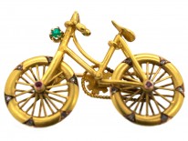 Austrian 14ct Gold & Gem Set Bicycle Brooch
