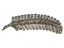 Art Deco Silver & Marcasite Feather Brooch