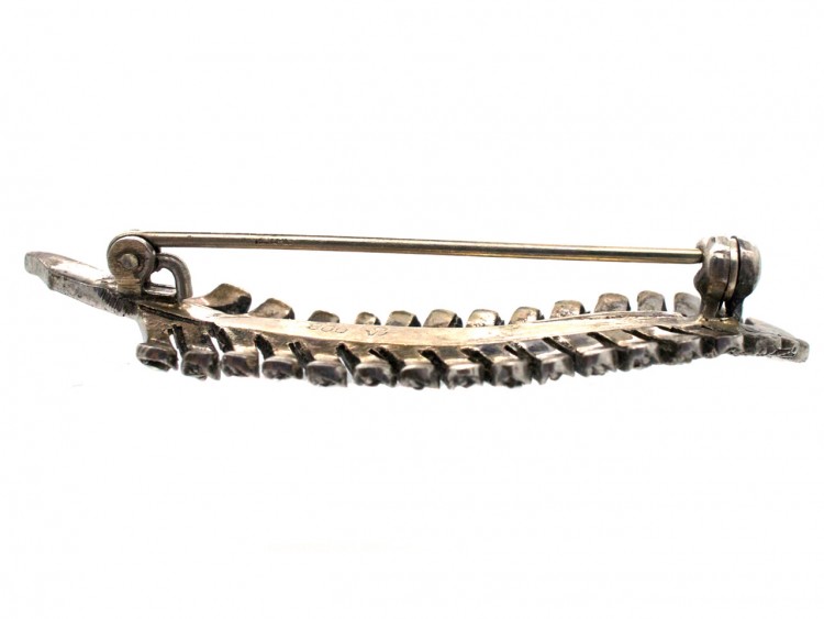Art Deco Silver & Marcasite Feather Brooch