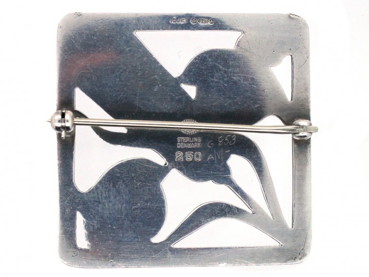 Georg Jensen Silver Square Bird Design Brooch