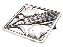 Georg Jensen Silver Square Bird Design Brooch