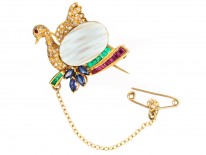 18ct Gold Gem Set Swan Brooch