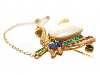 18ct Gold Gem Set Swan Brooch