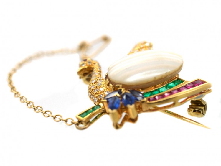 18ct Gold Gem Set Swan Brooch