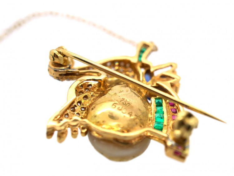 18ct Gold Gem Set Swan Brooch