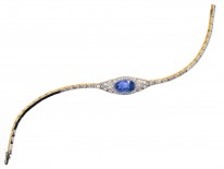 18ct Gold & Platinum Natural Ceylon Sapphire & Diamond Art Deco Bracelet