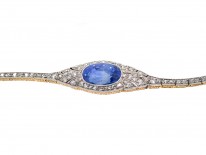 18ct Gold & Platinum Natural Ceylon Sapphire & Diamond Art Deco Bracelet