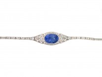 18ct Gold & Platinum Natural Ceylon Sapphire & Diamond Art Deco Bracelet