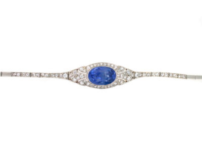 18ct Gold & Platinum Natural Ceylon Sapphire & Diamond Art Deco Bracelet 18ct Gold & Platinum Natural Ceylon Sapphire & Diamond Art Deco Bracelet