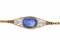 18ct Gold & Platinum Natural Ceylon Sapphire & Diamond Art Deco Bracelet