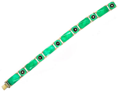 Silver ​& Green Enamel Norwegian Bracelet