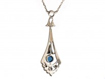 Art Deco Silver & Paste Pendant on Silver Chain