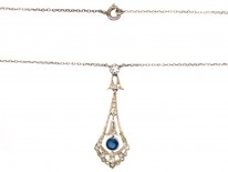 Art Deco Silver & Paste Pendant on Silver Chain