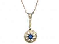Art Deco Paste & Silver Pendant on Silver Chain