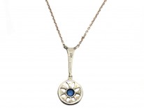 Art Deco Paste & Silver Pendant on Silver Chain