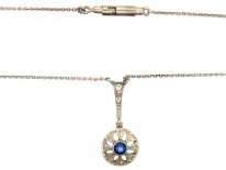 Art Deco Paste & Silver Pendant on Silver Chain