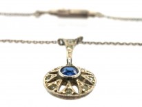 Art Deco Paste & Silver Pendant on Silver Chain
