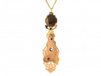 15ct Gold Swiss Enamel Diamond Pendant on 18ct Gold Chain