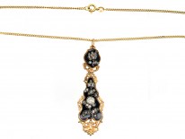 15ct Gold Swiss Enamel Diamond Pendant on 18ct Gold Chain
