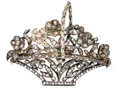 Italian 19th Century Diamond Set Flower Basket Giardinetti Brooch