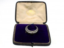Victorian Diamond Crescent Moon Brooch in Original Case