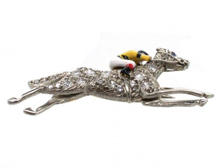 Diamond Horse & Jockey Brooch in Original Garrard & Co. Case