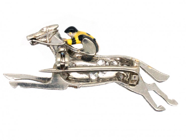 Diamond Horse & Jockey Brooch in Original Garrard & Co. Case