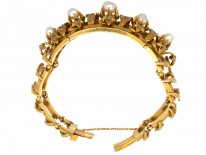 French 18ct Gold natural Pearl & Diamond Bracelet
