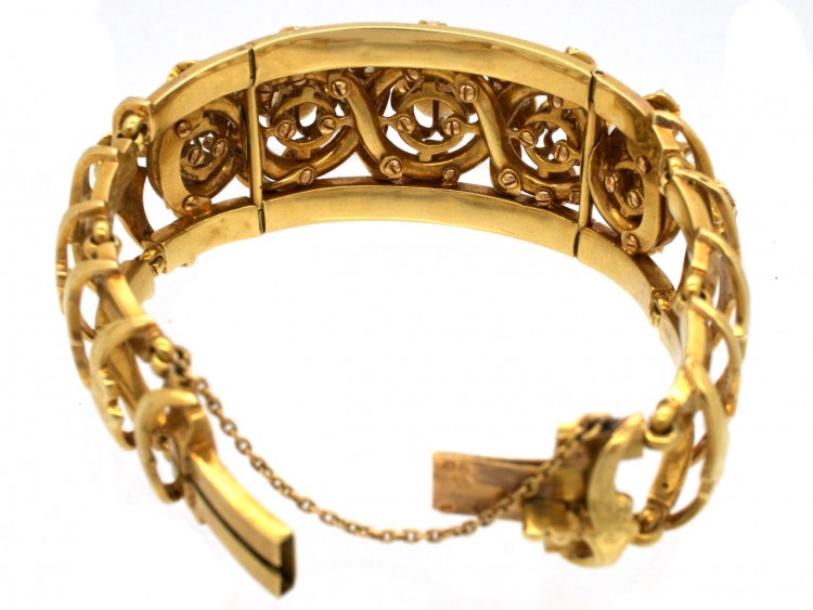 French 18ct Gold natural Pearl & Diamond Bracelet
