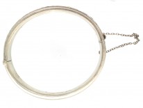 Engraved Silver 1950s Bangle Set With Sapphires
