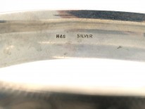Engraved Silver 1950s Bangle Set With Sapphires