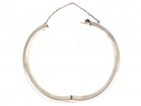 Engraved Silver 1950s Bangle Set With Sapphires