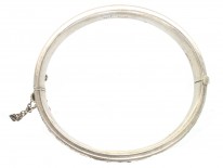 Engraved Silver 1950s Bangle Set With Sapphires