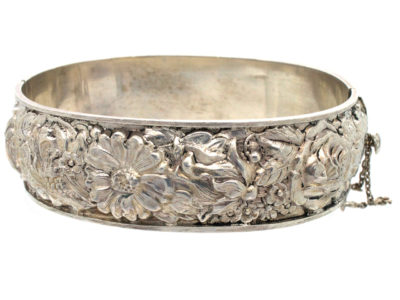 Repoussé Bangle with Flower Design