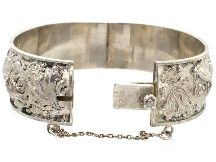 Repoussé Bangle with Flower Design