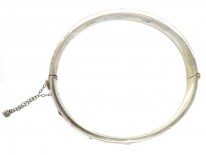 Engraved Silver 1950s Bangle Set With Garnets