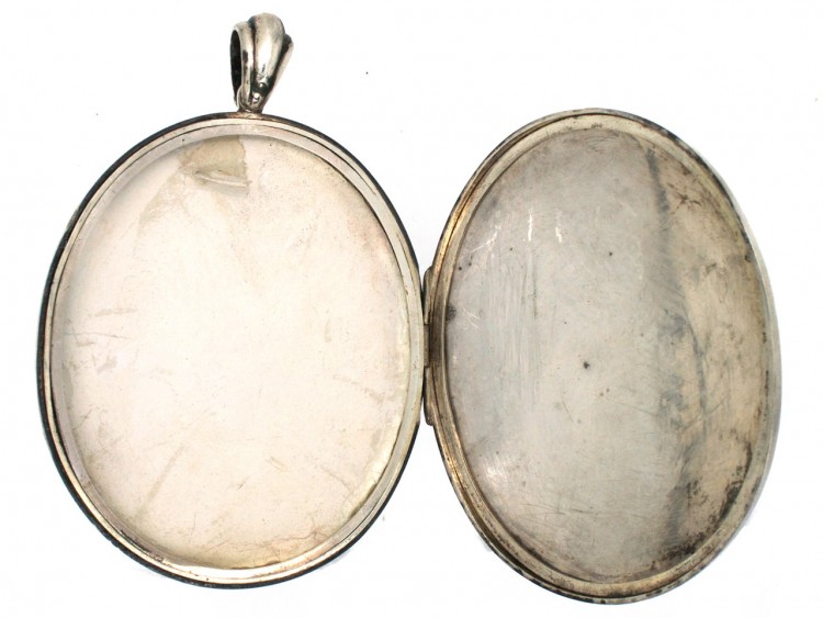 Large Silver Oval Victorian Locket