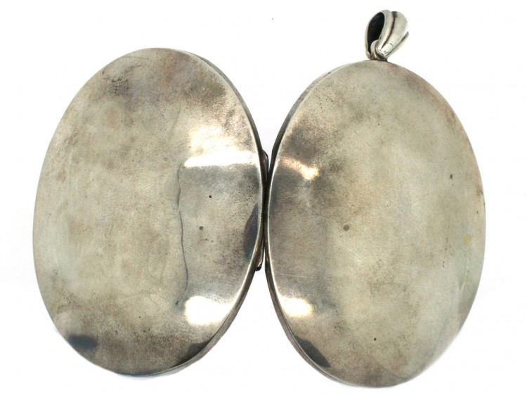 Large Silver Oval Victorian Locket
