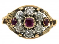 Regency Diamond & Ruby Flower Cluster Ring