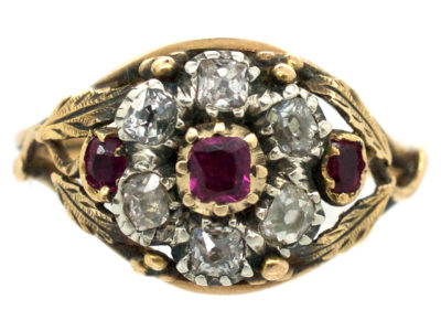 Regency Diamond & Ruby Flower Cluster Ring