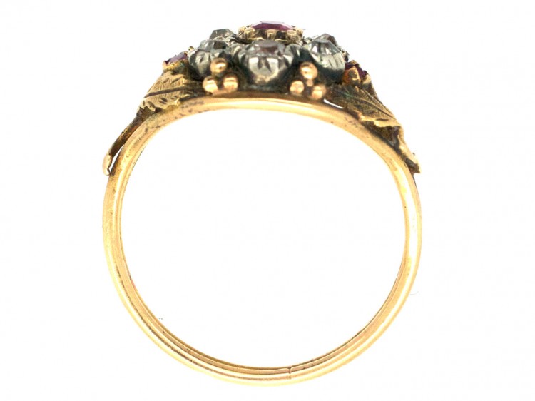 Regency Diamond & Ruby Flower Cluster Ring