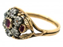 Regency Diamond & Ruby Flower Cluster Ring