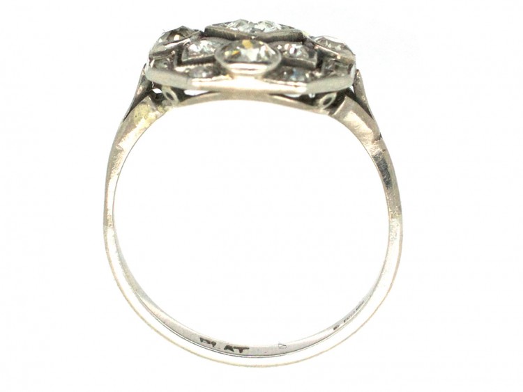 Art Deco Platinum Octagonal Diamond Set Ring