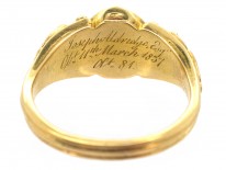 Georgian 18ct Gold, Carved Sardonyx of a Butterfly & Natural Split Pearls Mourning Ring