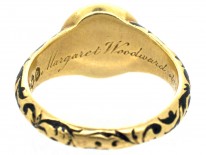 Victorian 18ct Gold, Carved Onyx & Enamel Mourning Ring