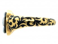 Victorian 18ct Gold, Carved Onyx & Enamel Mourning Ring