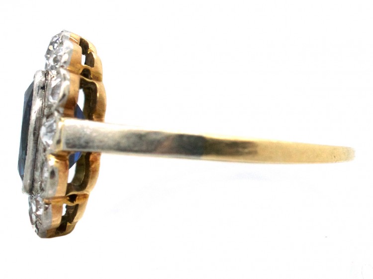 Edwardian Diamond & Sapphire Oval Cluster Ring