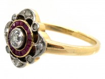Art Deco Ruby & Diamond Target Ring