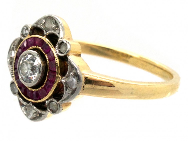 Art Deco Ruby & Diamond Target Ring