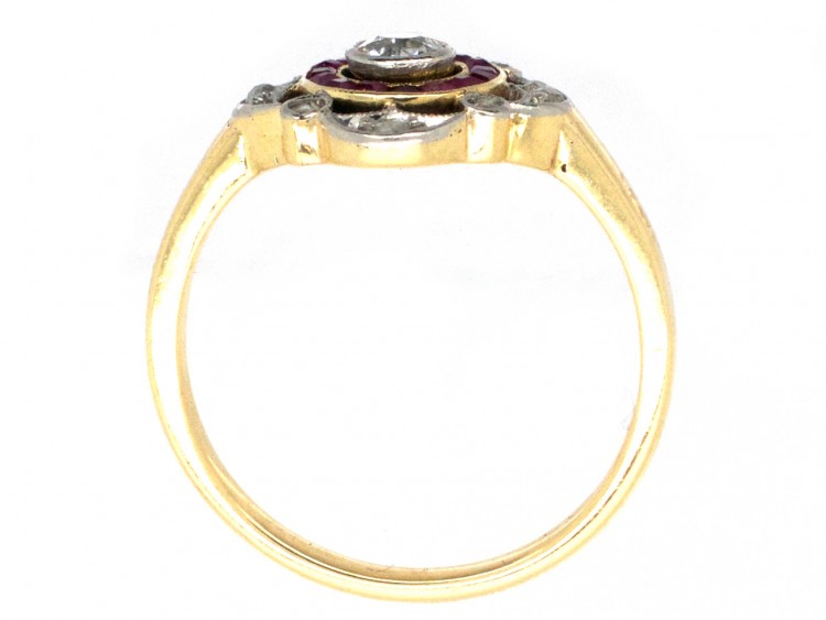 Art Deco Ruby & Diamond Target Ring